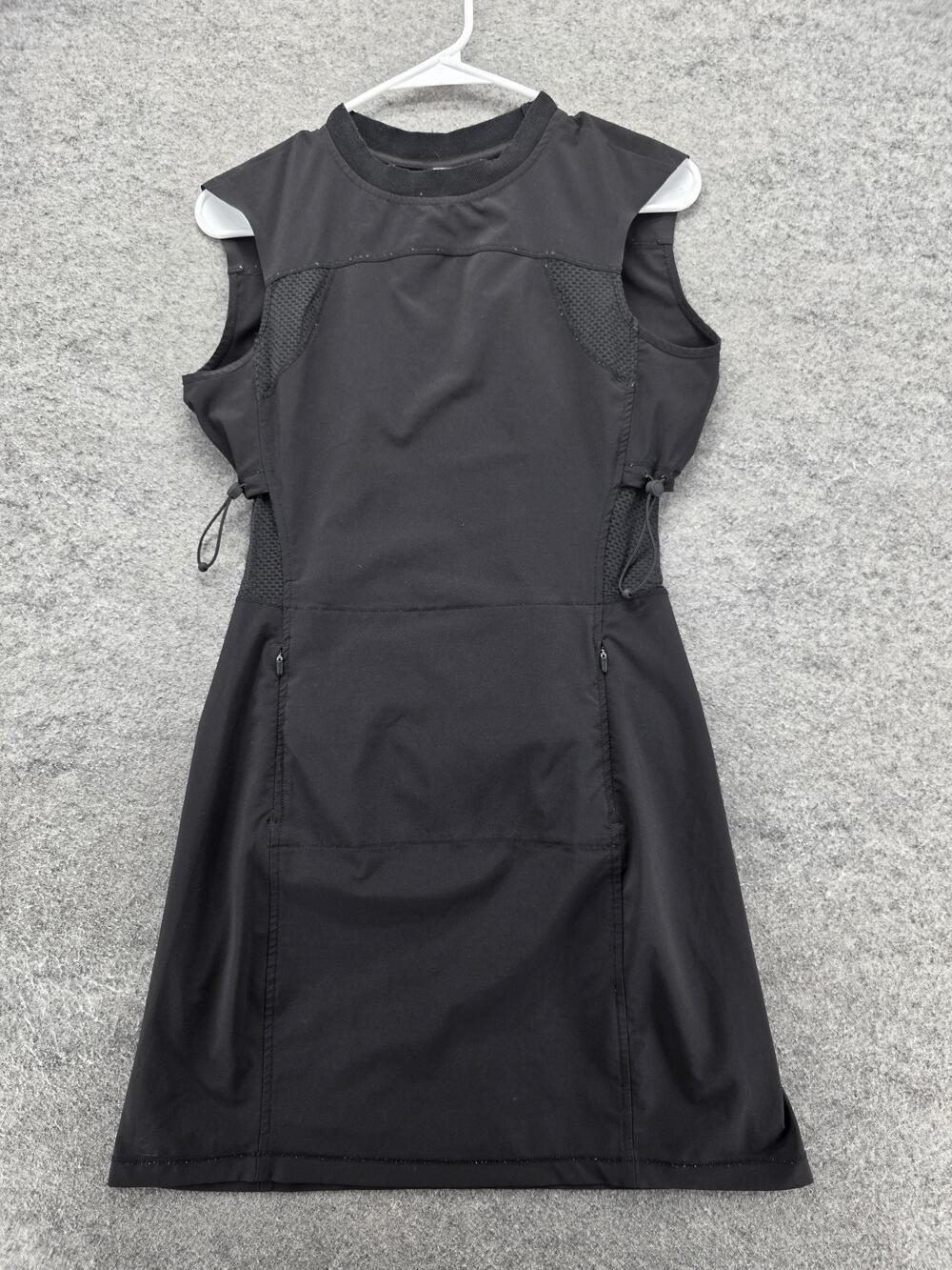 Athleta Dress Womens XS Black Sleeveless Zip Pockets Drawcord Waist Stretch